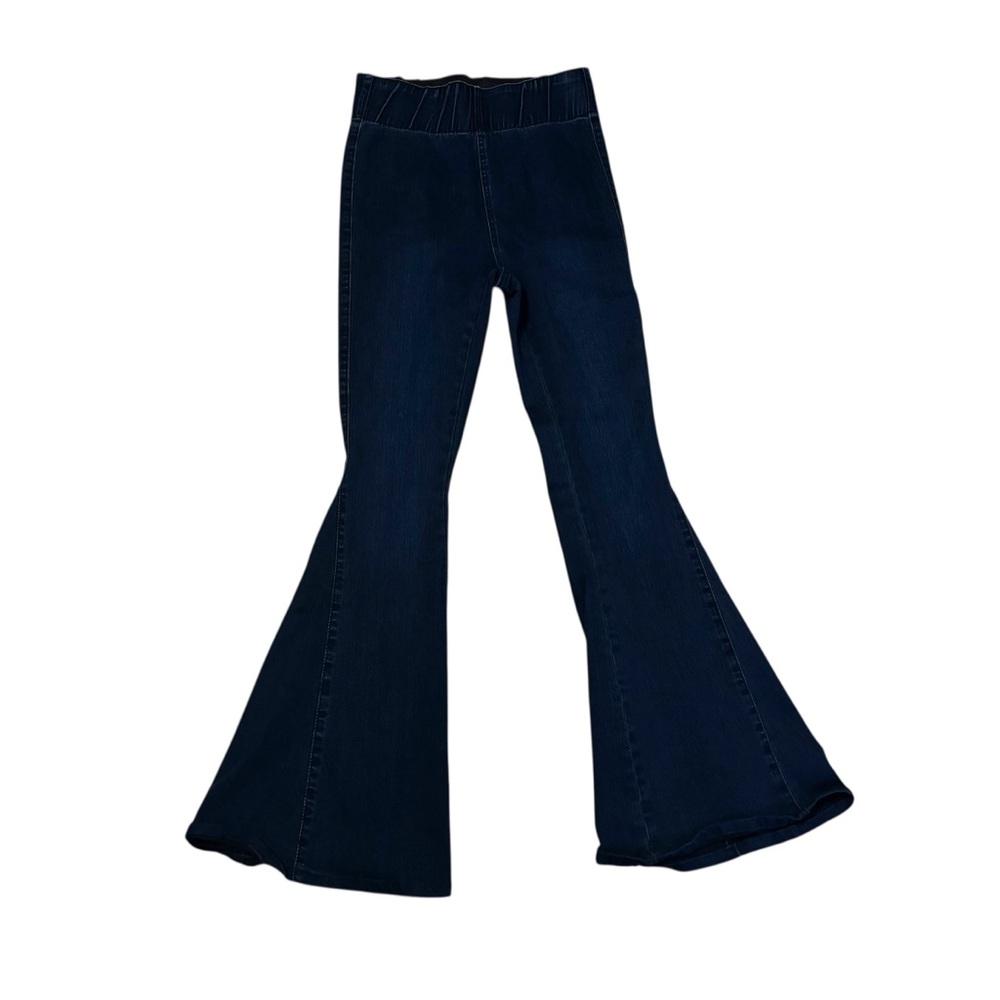 Three Bird Nest Dark Indigo Flare Jeans Wide Leg Sz L
